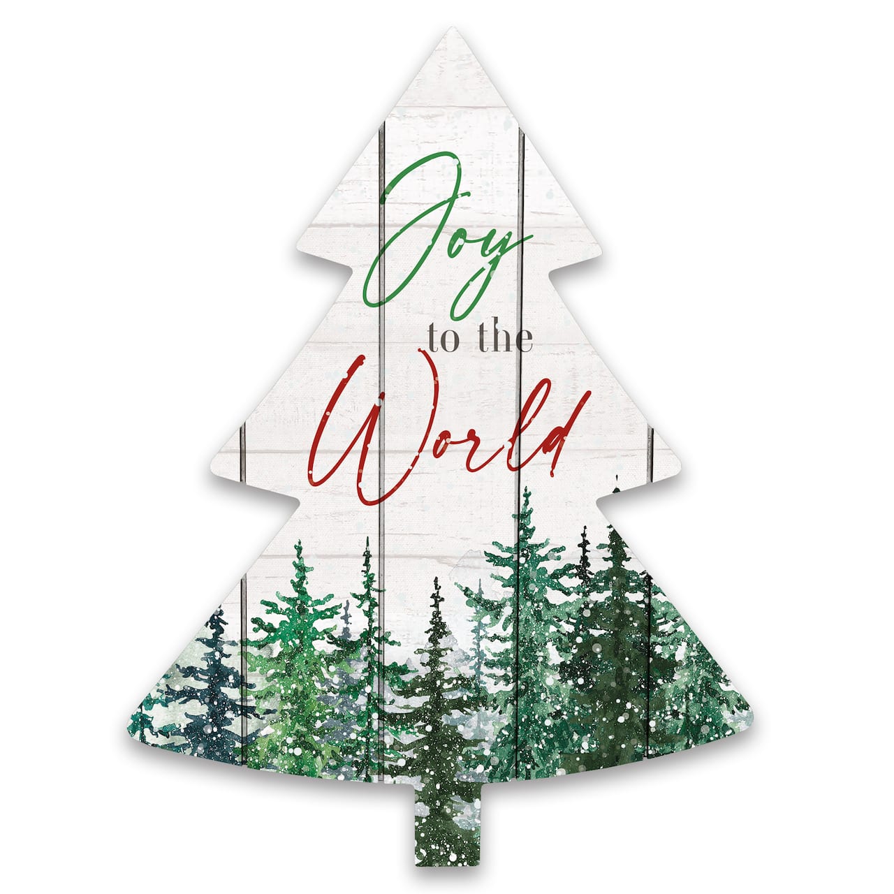 Joy to the World Tree Shaped Wood Pallet Wall Art